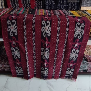 2.6 yd Indonesian handwoven ikat fabric, ethnic hand dyed dressmaking fabric, 100% cotton throw blanket couch, sarong, tapestry, upholstery
