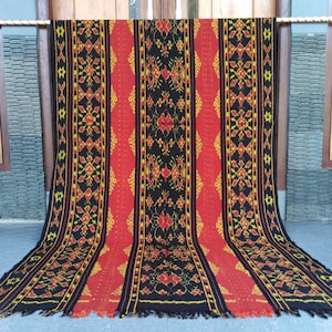 2.6 yd Indonesian handwoven ikat fabric wall hanging, ethnic hand dyed fabric, tribal textile art, vertical tapestry blanket throw, sarong