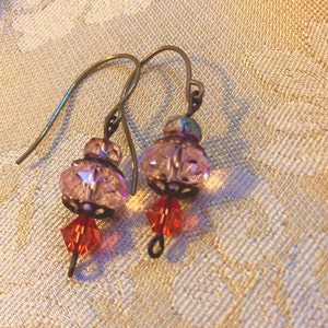 Fairy Lantern drop earrings, Swarovski crystal, Czech glass, low lead bronze wires