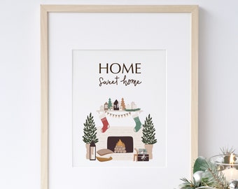 Home sweet home, Christmas Printable Wall Art, Christmas home deco Print, Modern Christmas Decor, Christmas Wall Art, DIGITAL DOWNLOAD