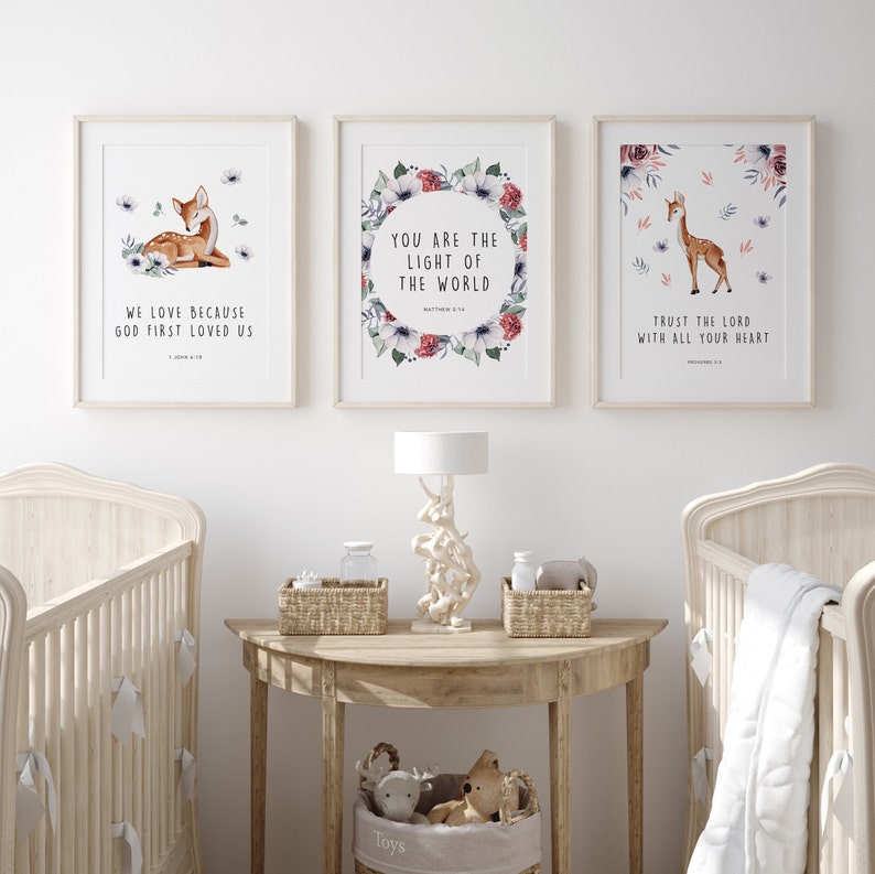 Set of 3 Kids Bible Verse Printable Bible Verse Baby Room Etsy