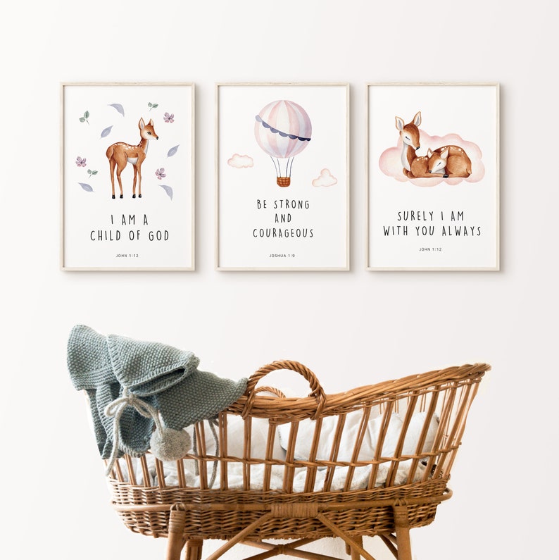 Set of 3 Kids Bible Verse Printable, Bible Verse, Baby Room, Nursery