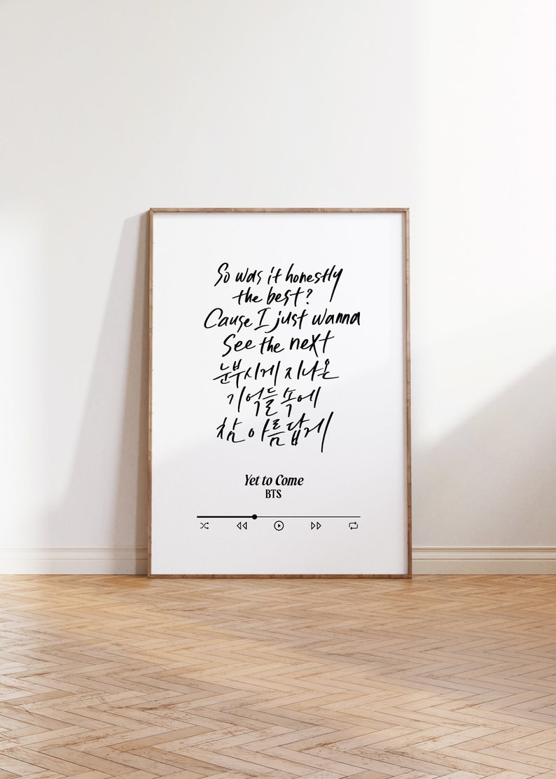 BTS yet to Come Lyrics, yet to Come Printable, Kpop Poster, BTS