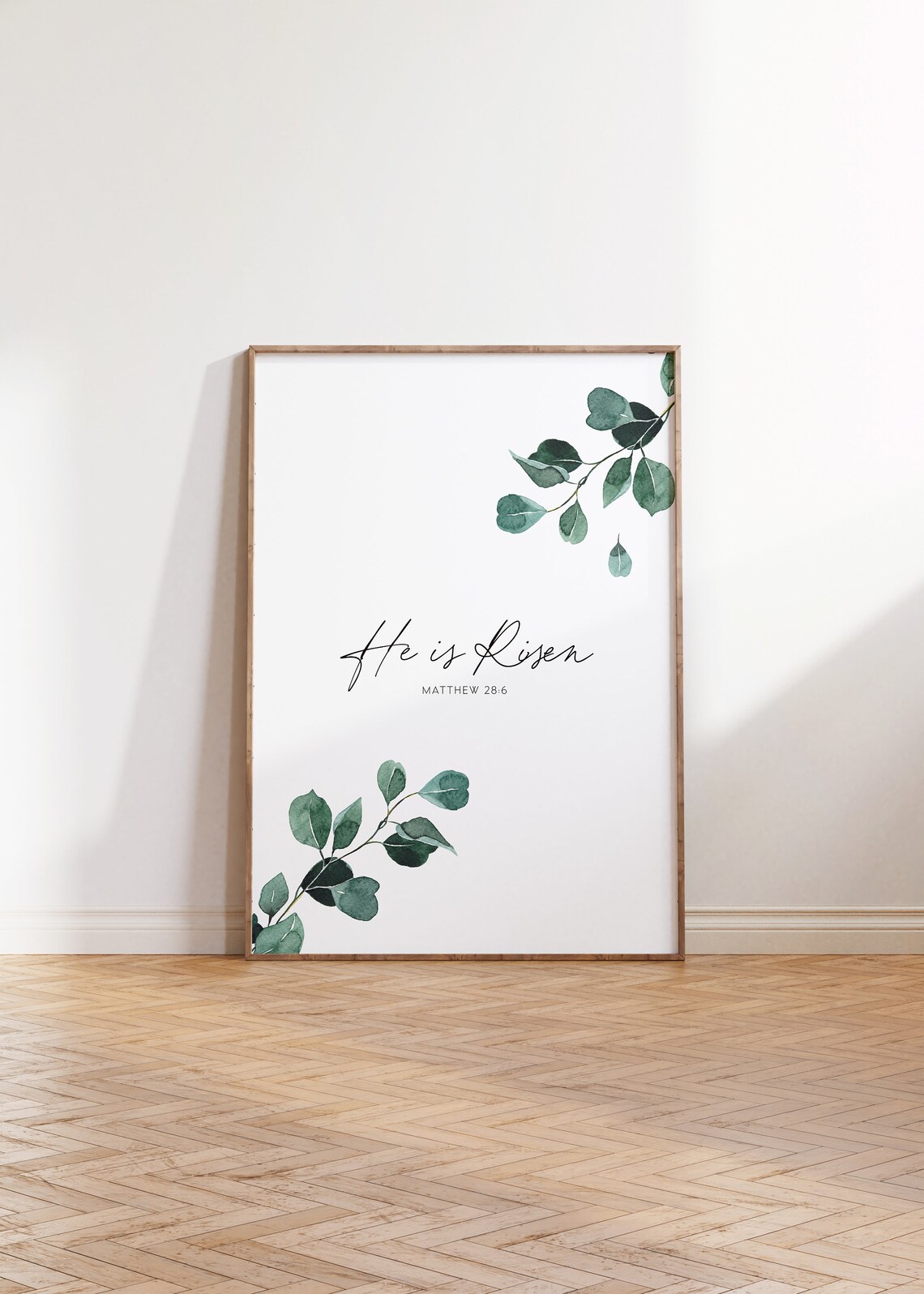 He is Risen Matthew 286 KJV Printable Wall Art Green Christian Wall