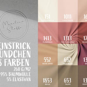Bündchenstoff / Feinstrickbündchen / Baumwollbündchen uni / Meterware ab 0,25m / verschiedene Farben / Schlauchware