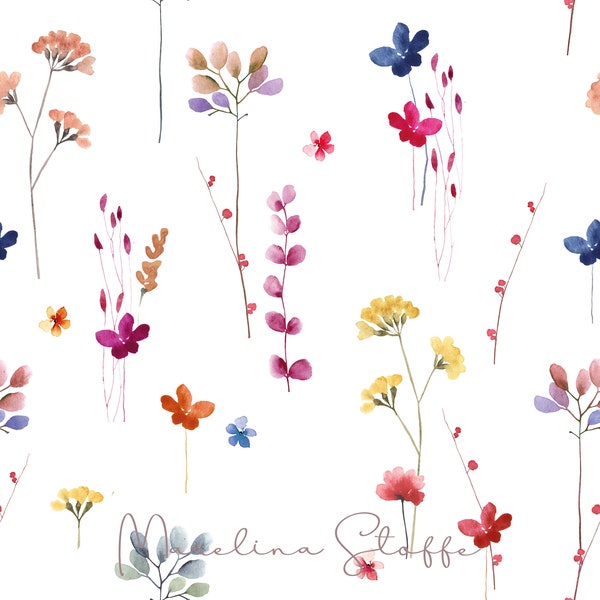 Eigenproduktion Jersey "Sommerblumen" 50 x 150 cm Meterware
