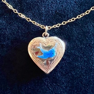 Blue Bird in Heart Necklace Blue Bird in Heart Necklace