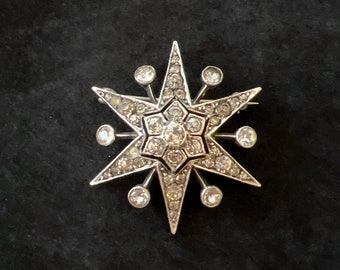 Late Art Deco Ciro SCP Paste Silver Starburst Brooch Pin
