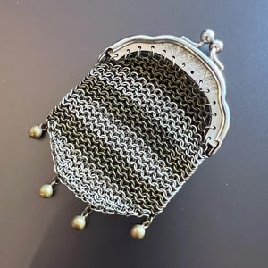 フランスアンティーク シルバーチェーン コインケース アール