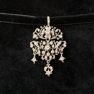 Antique French Silver & Paste Drop Pendant