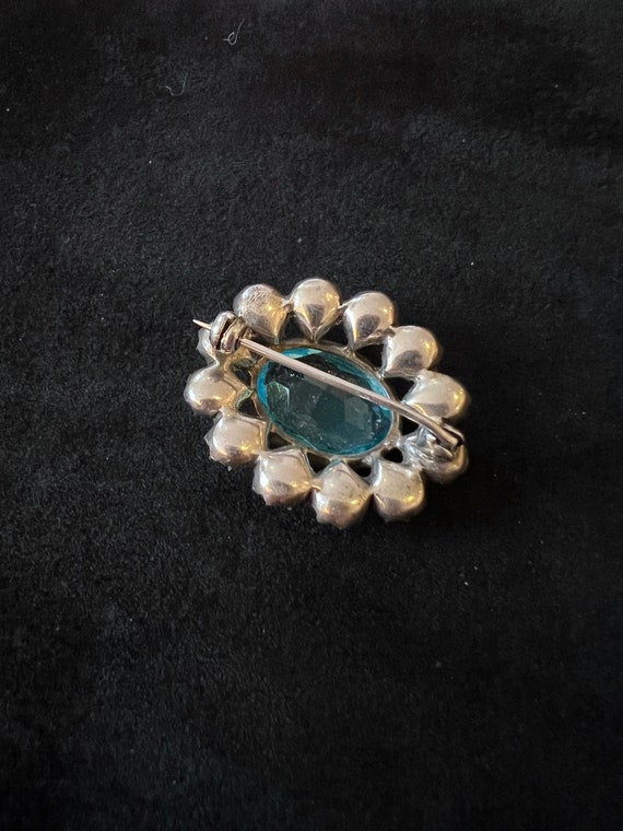 Gorgeous Vintage Silver & Blue Paste Brooch Pin -… - image 10