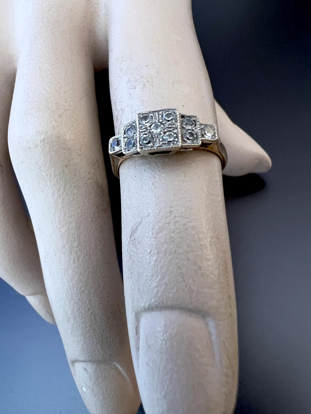 Vintage 9ct Gold & Gem Art Deco Design Ring - Etsy