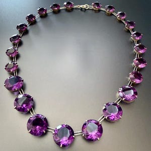 Collar Rivière antiguo déco de plata de ley y pasta de amatista