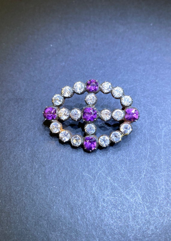 Antique Georgian Silver & Amethyst Paste Brooch