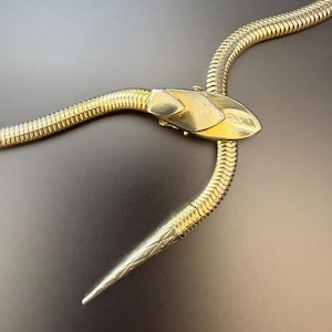 Vintage Snake Head Gold Plated Chain Necklace