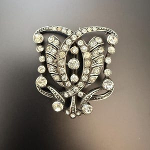 Antique Victorian Silver & Paste Large Buckle Brooch Pin