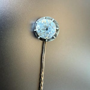 Antique Victorian Black Dot Paste & Silver Cravat Tie Pin