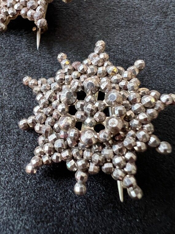 DREAMLANDSALES Victorian Star Brooch - Double Layer Micro Pave CZ, Silver Tone, 1.57 Inches