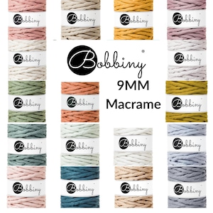 Bobbiny 9mm Single Twist Macrame Cord – Recycled Cotton Rope for Macramé, Crochet, Weaving, Knitting, Assorted Colors