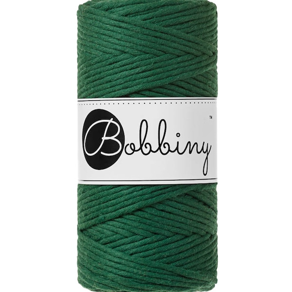 3mm Pine Green Single Strand Macrame Cord/ Bobbiny /Macrame Cord/ Soft Macrame Rope/ Fiber Art Rope 108 Yards/ Recycled/Green