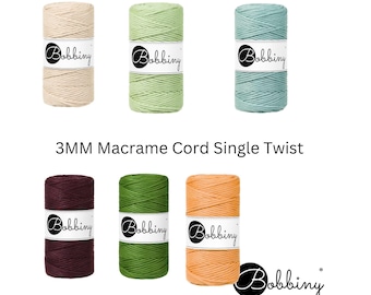 3mm Bobbiny Macrame Cord: Soft Recycled Cotton Fiber Art Rope