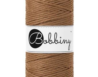 3mm Caramel Macrame Cord: Soft Recycled Cotton Fiber Art Rope