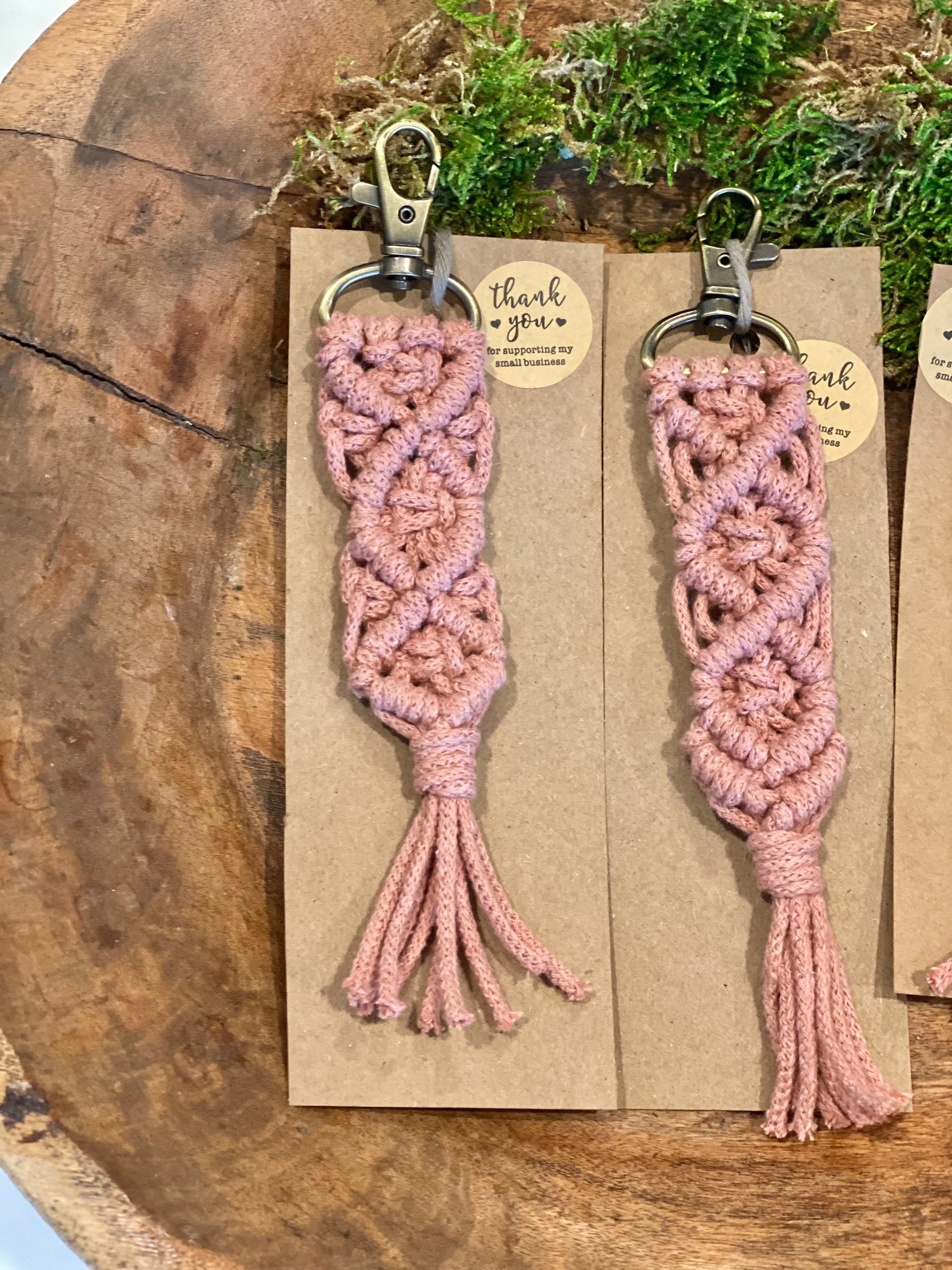 Macramé Keychains/ Boho style/Bobbiny Braided Cord Keychain Etsy