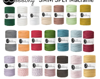 Bobbiny 3mm Macrame Cord: 3-Ply Supersoft Recycled Cotton Rope (108 Yards)