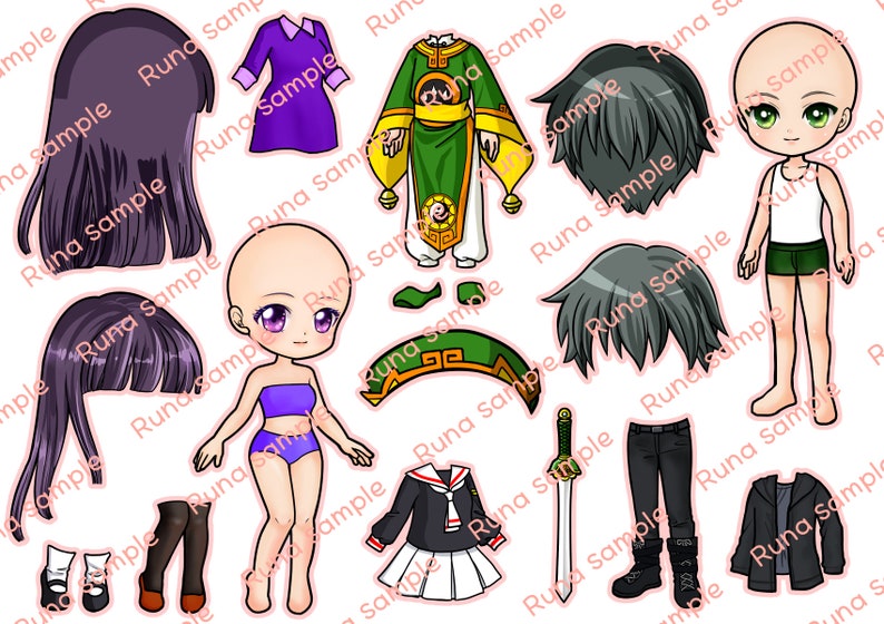 Paper Doll Digital Art Runa's Doll A4 Size Cute and Pretty Etsy