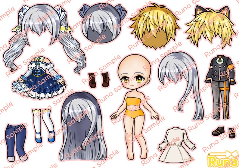Paper Doll Digital Art Runa's Doll A4 Size Cute and Pretty Etsy
