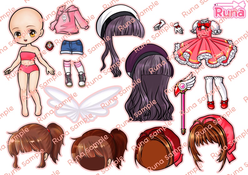 Paper Doll Digital Art Runa's Doll A4 Size Cute and Pretty Etsy