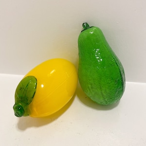 Vintage Set of Two Glass Fruits -Pear and Lemon