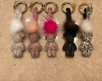 Details about / For Woman Rhinestones Bear Key Chains Bag Pendant Jewelry Accessories Key Rings
