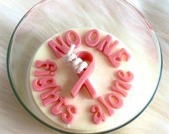 Candle for Cancer Awareness, Troop Support Soy Wax great family, friends Gift, Strength, Inspiration, Love, Fund Raising