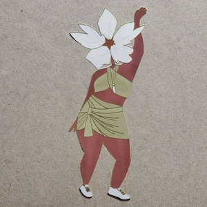 Dancing Flower Woman In Sage Wrap Dress Vinyl Sticker