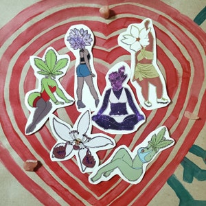 Bundle of 5 Flower/Crystal Girl Vinyl Stickers