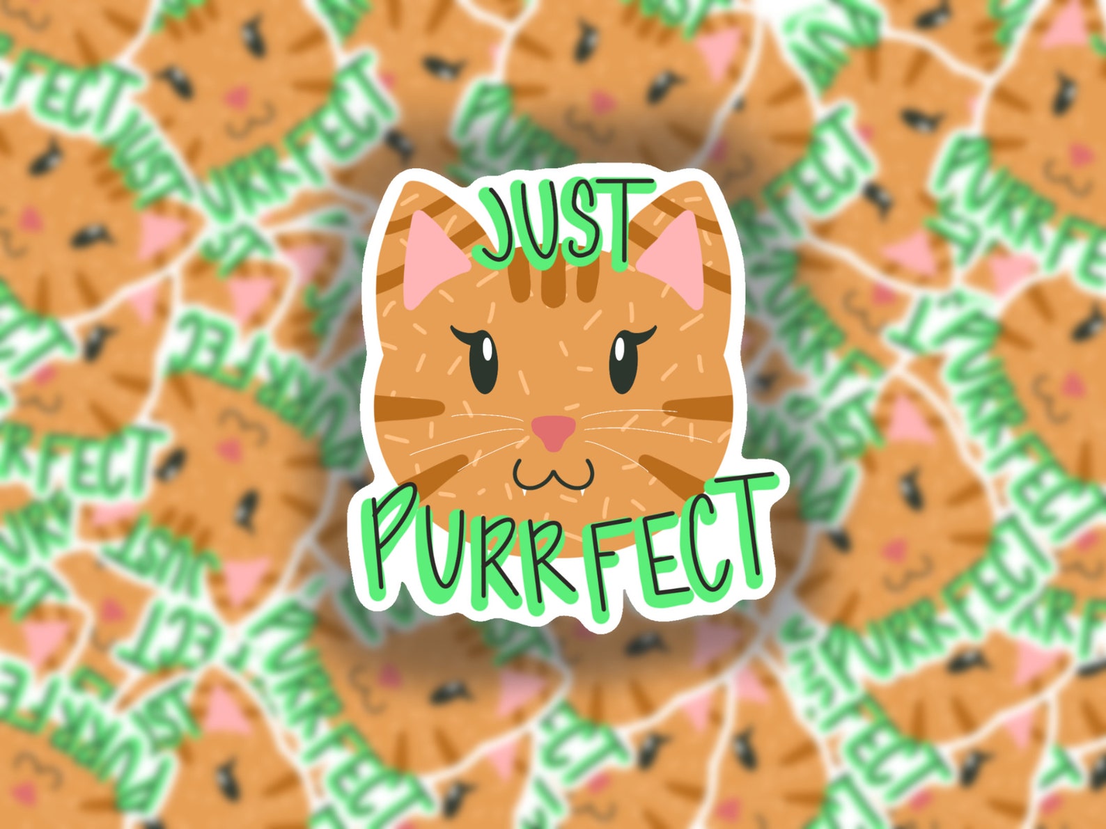 Just Purrfect Cat Sticker Vinyl Sticker Laptop Sticker Etsy