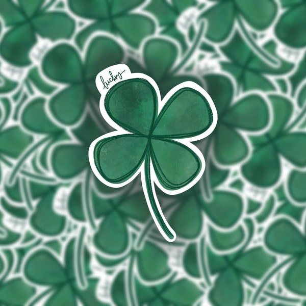 Lucky Green Four Leaf Clover Sticker | Vinyl Sticker | Laptop Sticker | Water Bottle Sticker | Weatherproof