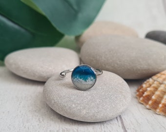 Real sand beach ring, ocean jewellery,  beach jewellery, beach gift for her, beach lovers gift, best friend gift, beach resin jewellery