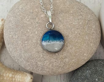 Handmade Beach Sand Necklace| Stainless Steel Coastal Pendant| Beach Lover Gift for Her