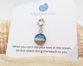 Real Sand Beach Charm, Stainless Steel Seaside Keepsake, beach lover gift