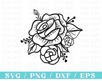 Rosenblume SVG, Rosen SVG, Rosen SVG, Blumen SVG, BlumenStrauß SVG, Floral SVG, Schnittdateien für Cricut und Sillhouette