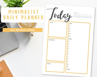 Minimalist Daily Planner | Daily Planner Printable | Daily Planner | Daily Schedule | To-Do List | Daily To Do List