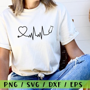 Heartbeat Stethoscope Svg, Stethoscope Svg, Nurse Svg, Doctor Svg,  Svg, Png, Dxf, and Eps Files, For cricut and silhouette