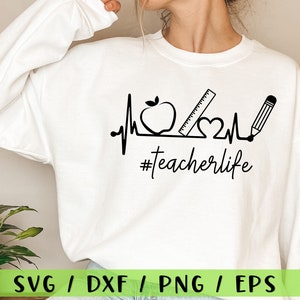 Best Teacher Svg, Teacher Heartbeat Svg, Gift for teacher svg, Teacher Life Svg, Teacher shirt Svg, Teacher Appreciation Svg