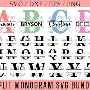 Split Monogram Svg Bundle, Split Monogram SVG, Svg Cut File, Commercial Use, Split Monogram Frame Svg, Cricut and Silhouette Files.