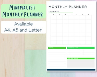 Monthly Planner Printable | Monthly Planner | Minimalist Monthly Planner | Monthly Schedule | To-Do List | Monthly To Do List