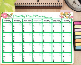 Monthly Meal Planner, Monthly Meal Planner Printable, Meal Planner, Meal Planner Printable, Meal Prep, Meal Plan, Monthly Meal Plan