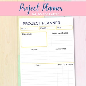 Project planner Printable | Project Planner | Productivity Planner | Project List | Brainstorming