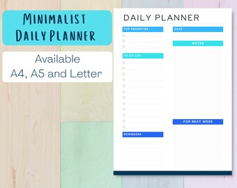 Daily Planner Printable | Daily Planner | Minimalist Daily Planner | Daily Schedule | To-Do List | Daily To Do List